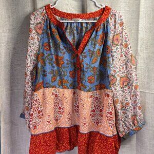 John Mark Boho Peasant Top- Hippie Chic- XL